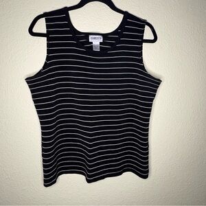 Chico's Travelers Black with White Stripe Sleeveless Knit Tank
